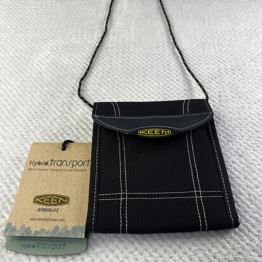 Keen Hybrid Transport Neck Wallet Black Canvas Travel Pouch ID Holder NWT